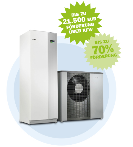 Moderne Luft/Wasser-Wärmepumpe Innen- und Außengerät